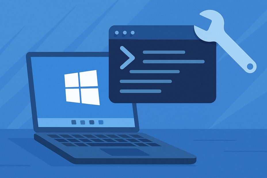 Laptop mit einem Powershell-Fenster