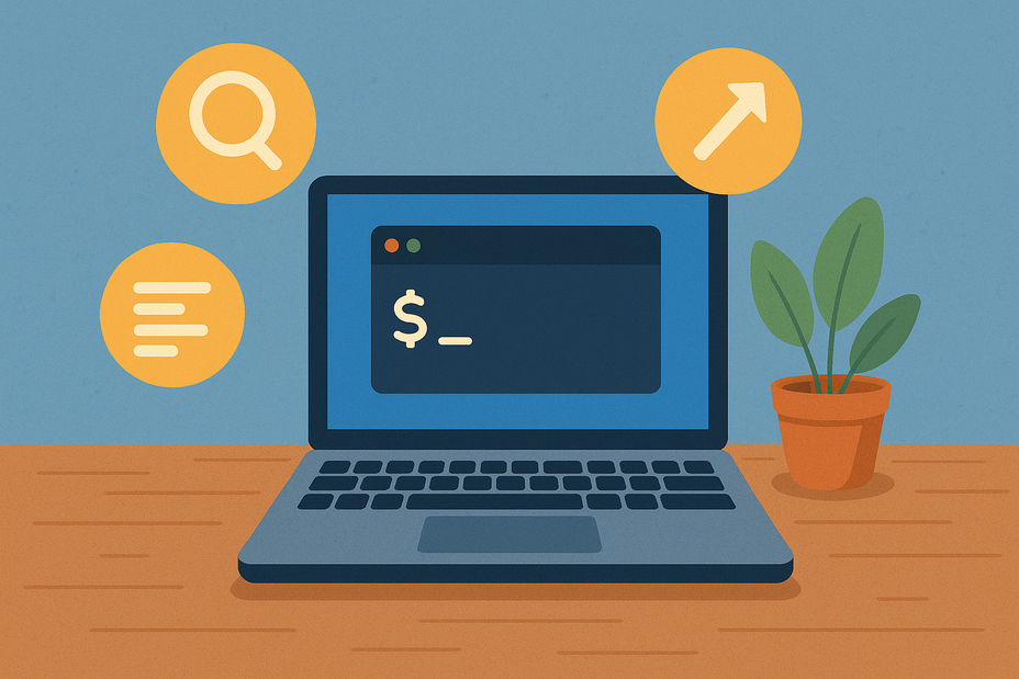 Laptop mit einem im Terminal